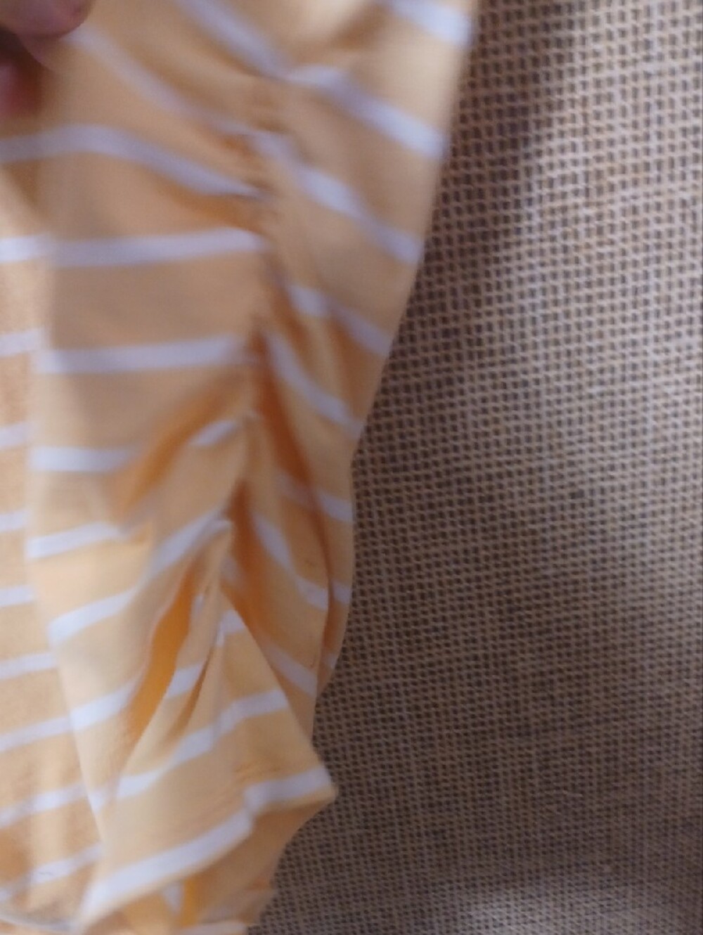 Old Navy Yellow and White Striped V-Neck Tee - Picture 6 of 7